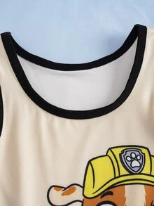 SHEIN | PAW Patrol Young Boy Cartoon Print Colorblock Casual Everyday Top - Apricot - View 4