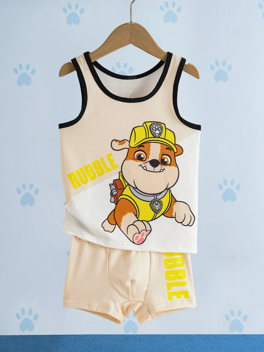 SHEIN | PAW Patrol Young Boy Cartoon Print Colorblock Casual Everyday Top - Apricot - View 1