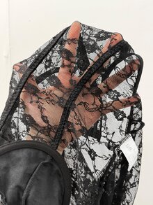 SHEIN Tall Spring/Summer Music Festival Party Street Style Lace Sleeveless Jumpsuit, Suitable For Daily Wear, Nightclub And Concert Occasions - Black - View 11