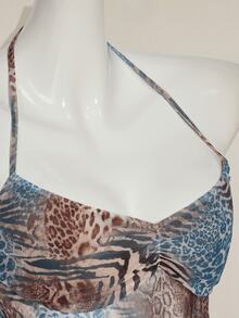 SHEIN ICON Retro Sexy Snake Print Triangular Scarf With Halter Decoration, Tank Top Leopard Print Club Night Out Brown And Blue Leopard Print Summer - Green - View 7