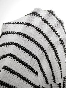 SHEIN Tall Women's Fall Casual Black And White Striped Top Pants 2 Pieces Set Lounge - Multicolor - View 9