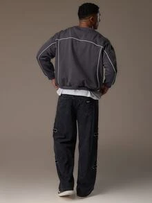 Emperor Men's Grey Crew Neck Sweatshirt, Autumn/Winter - Dark Grey - View 2