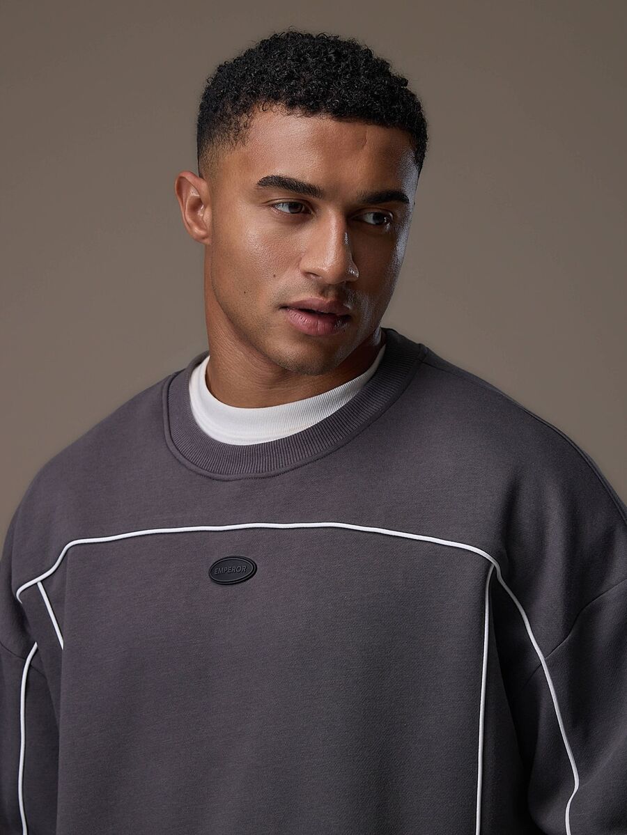 Emperor Men's Grey Crew Neck Sweatshirt, Autumn/Winter - Dark Grey - View 1