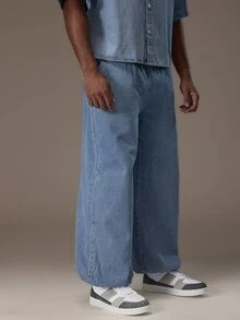 Emperor Men's Light Blue Denim Casual Jogger Pants - Baby Blue - View 1