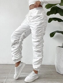 EMERY ROSE Knot Elastic Knot Waist Ruched Pants - Putih - View 5