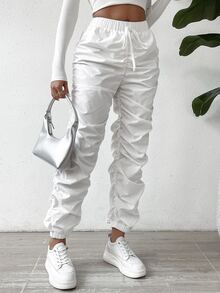 EMERY ROSE Knot Elastic Knot Waist Ruched Pants - Putih - View 6