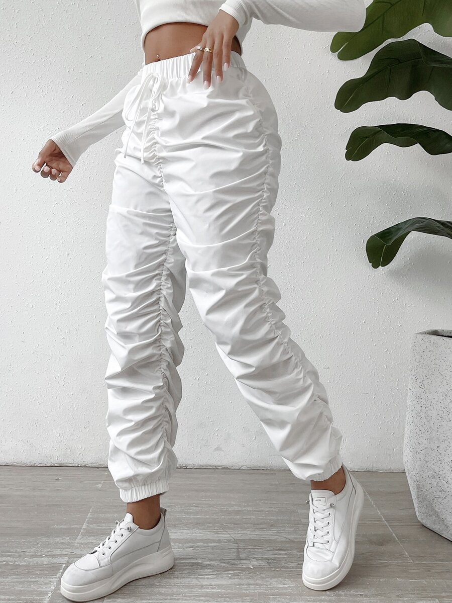 EMERY ROSE Knot Elastic Knot Waist Ruched Pants - Putih - View 1