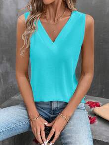 EMERY ROSE Women's Casual Solid Color Tank Top, Summer - Mint Green - View 6