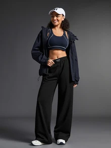 Exploreva Exploreva Women's Solid Color Patch Pocket Casual Versatile Outdoor Pants - Black - View 6