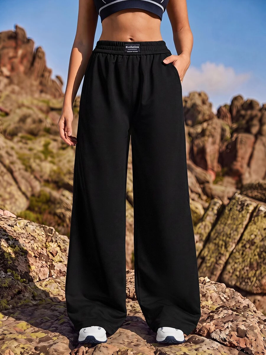 Exploreva Exploreva Women's Solid Color Patch Pocket Casual Versatile Outdoor Pants - Black - View 1