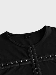 FeverCity Men's Solid Color Casual Versatile Daily Long Sleeve T-Shirt - Black - View 8