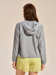 Exploreva Exploreva Women's Minimalist Alt Versatile Daily Wear Zip-Up Long Sleeve Pocket Sun Protection Jacket Cycling White Summer - Grey - View 4