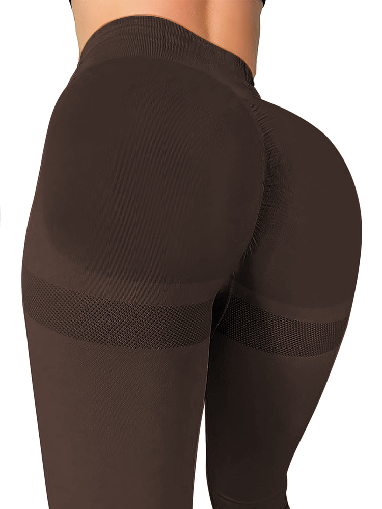 Slayform Slayform Seamless High Elasticity Tummy Control Sports Leggings Yoga Women Pants Brown Leggings - Brown - View 6