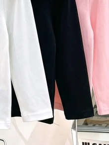 3件組女童學院風愛心鈕扣彼得潘領 Polo 衫，可愛泡泡袖純色長袖 T-shirt - 白色 - 查看 8