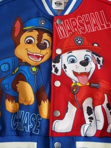 SHEIN | PAW Patrol Chaqueta de béisbol de ajuste holgado con gráfico de perro en bloques de color para niño, otoño/invierno - Multicolor - Ver 6