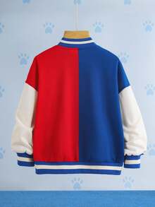 SHEIN | PAW Patrol Chaqueta de béisbol de ajuste holgado con gráfico de perro en bloques de color para niño, otoño/invierno - Multicolor - Ver 2