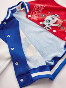 SHEIN | PAW Patrol Chaqueta de béisbol de ajuste holgado con gráfico de perro en bloques de color para niño, otoño/invierno - Multicolor - Ver 8