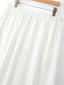 GlowEve CURVE Women's Fall Cream High-Waist Metal Ring Ruched Skirt, Side Twist Slit Bodycon Bottom, Sophisticated Occasion Wear For Daily Commute Date Dinner - White - View 5