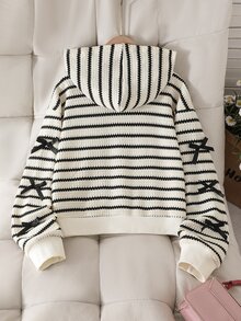 SHEIN 女童夾克外套，長袖，抓絨，秋季衣物，秋冬純色時尚蝴蝶結夾克，袖口蝴蝶結裝飾 - 彩色 - 查看 2