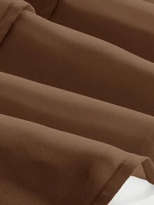 SHEIN MOD Women's Double Layer Ruffle Asymmetric Hem Shirred Waist Mini Skirt - Brown - View 4