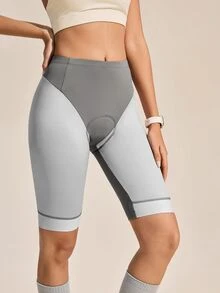 Exploreva Exploreva Light Purple Colorblock Slim Fit High Elasticity Shorts Suitable For Outdoor Sports Hiking Summer Motocross Bike Ride Outfit - Dark Grey - View 5