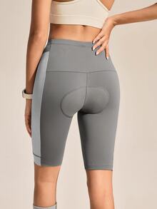 Exploreva Exploreva Light Purple Colorblock Slim Fit High Elasticity Shorts Suitable For Outdoor Sports Hiking Summer Motocross Bike Ride Outfit - Dark Grey - View 4