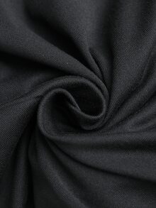 Velvienne Plus Size Women's Spring/Autumn Minimalist Solid Color Semi-Sheer Fitted Cowl Neck T-Shirt, Suitable For Daily Wear Fall - Black - View 7