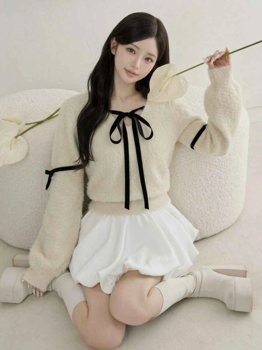 FRIFUL Women's Colorblock Casual Versatile Daily Wear Long Sleeve Sweater Fall - Pink - View 1