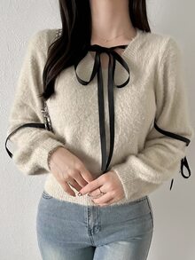 FRIFUL Women's Colorblock Casual Versatile Daily Wear Long Sleeve Sweater Fall - Pink - View 6