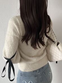 FRIFUL Women's Colorblock Casual Versatile Daily Wear Long Sleeve Sweater Fall - Pink - View 7
