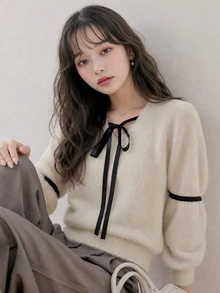FRIFUL Women's Colorblock Casual Versatile Daily Wear Long Sleeve Sweater Fall - Pink - View 2