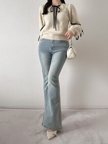 FRIFUL Women's Colorblock Casual Versatile Daily Wear Long Sleeve Sweater Fall - Pink - View 8