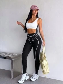 Slayform Colorblock Cutout Sports Jumpsuit - Black - View 1