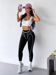 Slayform Colorblock Cutout Sports Jumpsuit - Black - View 7