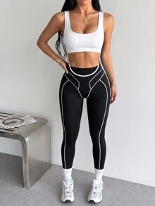 Slayform Colorblock Cutout Sports Jumpsuit - Black - View 3