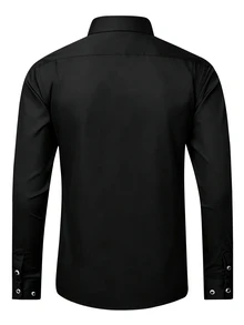 Manfinity Mode Men's Solid Color Casual Versatile Daily Wear Shirt, Formal, Old Money - Black - View 2