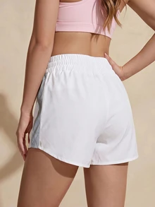 Exploreva Exploreva Women's Summer Outdoor Sports Minimalist Versatile Color-Block Jogging Shorts - White - View 2