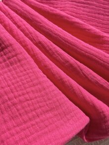GalTyme Plus Size Casual Textured Pink Drawstring Waist Pants Beach Vacation Vacation Autumn Fall - Hot Pink - View 10
