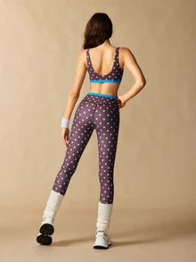 VARSIVA Women's Polka Dot Print Bra And Leggings Sports Set - Brown - View 6