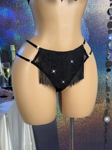 MidnightGlam 2pcs Lace Lingerie Set For Women - Black - View 4