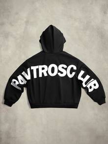 PAVTROS Men's Letter Print Long Sleeve Casual Hoodie Sweatshirt - Black - View 8