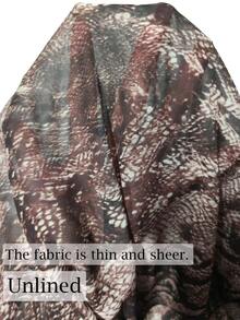 SHEIN Elegant Commuter Fashion Long Sleeve Chiffon Ruffle Loose Brown Animal Leopard Print Women's Blouse Autumn Shirt - Brown - View 11