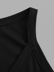 Slaydiva 91% Cotton Black Summer Casual Everyday Women Tank Top,Solid Ribbed V-Neck Racerback Gathered Basic Versatile Outfits For Party,Sports & Yoga - Black - View 7
