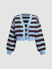 SHEIN MOD Women's Loose Striped Cardigan - Multicolor - View 5