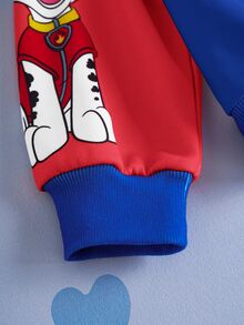 SHEIN | PAW Patrol 男童休闲卡通狗印花圆领宽松撞色拼接针织户外卫衣 - 寶藍色 - 查看 7