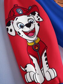 SHEIN | PAW Patrol 男童休闲卡通狗印花圆领宽松撞色拼接针织户外卫衣 - 寶藍色 - 查看 4