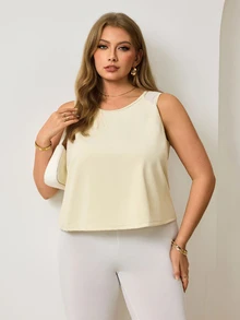 Easithlete Easithlete 2026 New Comfortable 4-Way Stretch Plus Size Solid Color Women's Sports Alternative Tropical Tank Top Gym White Summer - Multicolor - View 2