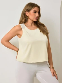 Easithlete Easithlete 2026 New Comfortable 4-Way Stretch Plus Size Solid Color Women's Sports Alternative Tropical Tank Top Gym White Summer - Multicolor - View 3