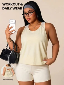 Easithlete Easithlete 2026 New Comfortable 4-Way Stretch Plus Size Solid Color Women's Sports Alternative Tropical Tank Top Gym White Summer - Multicolor - View 6