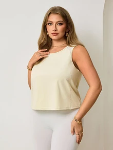 Easithlete Easithlete 2026 New Comfortable 4-Way Stretch Plus Size Solid Color Women's Sports Alternative Tropical Tank Top Gym White Summer - Multicolor - View 5